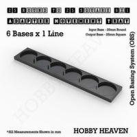 Round to Square Movement Trays Adapters for Tabletop Games
