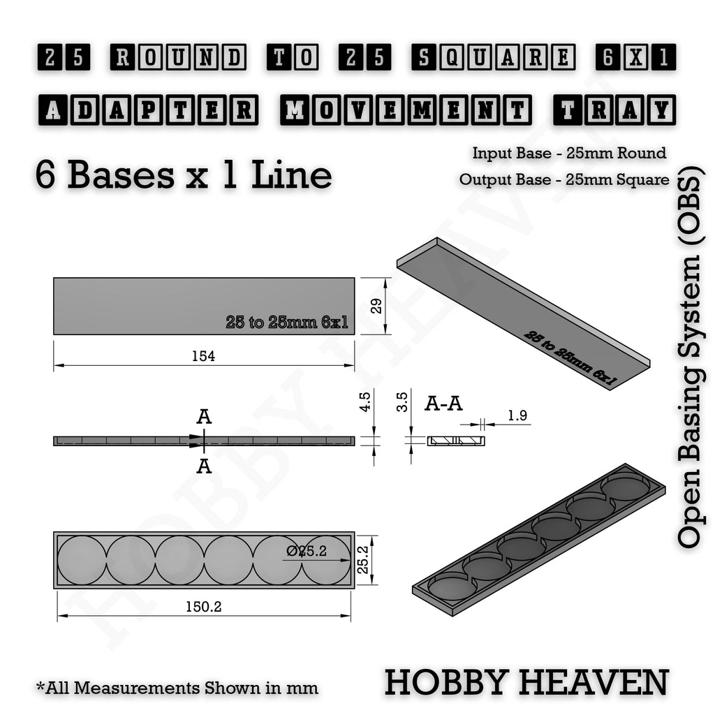 Round to Square Movement Trays Adapters for Tabletop Games