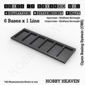 CGI render of the 50x25 to 60x30 mm rectangle adapter, 6 × 1 formation, with 6 seats for 50 × 25 mm rectangle bases.