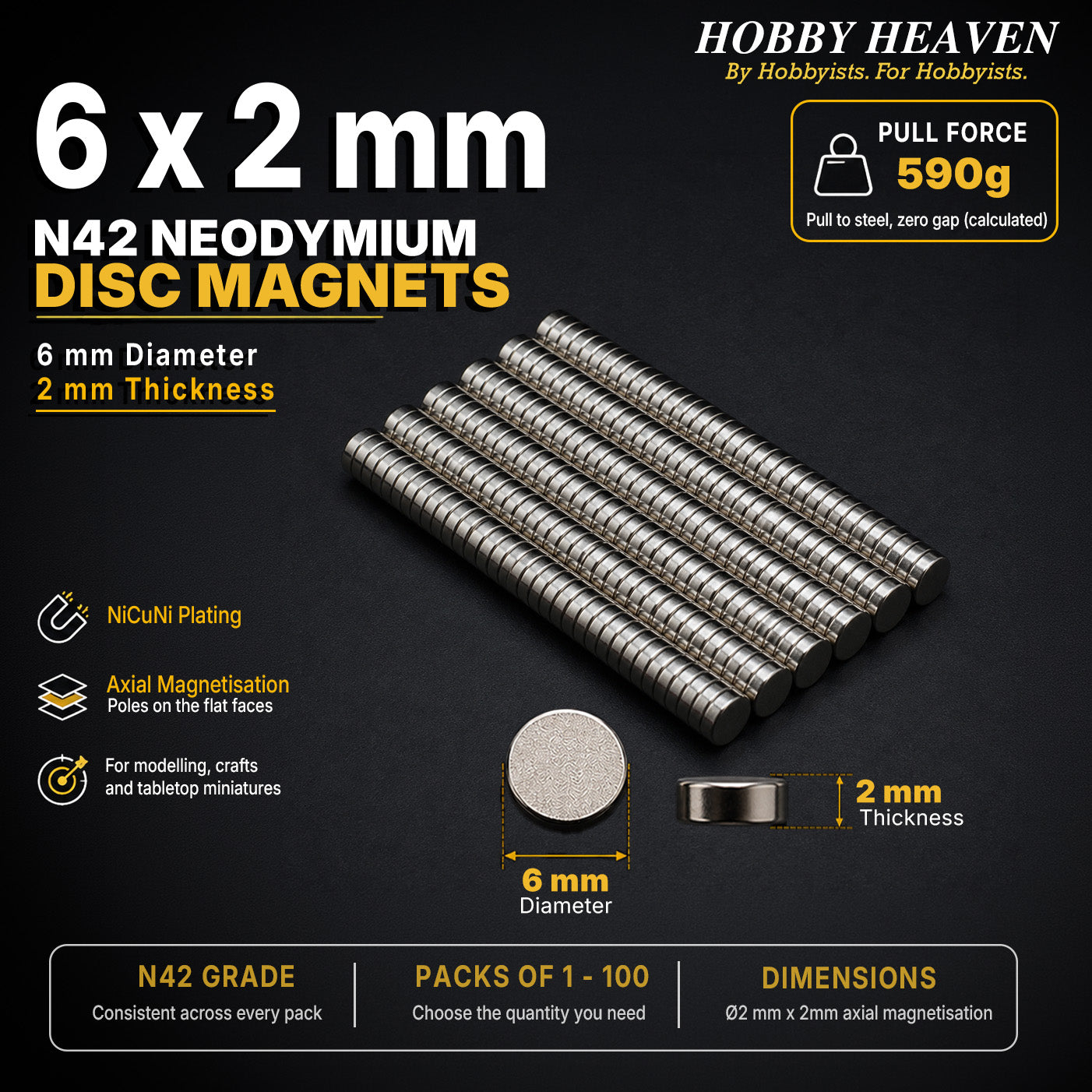 6mm x 2mm N42 Neodymium Disc Magnets