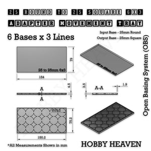Round to Square Movement Trays Adapters for Tabletop Games