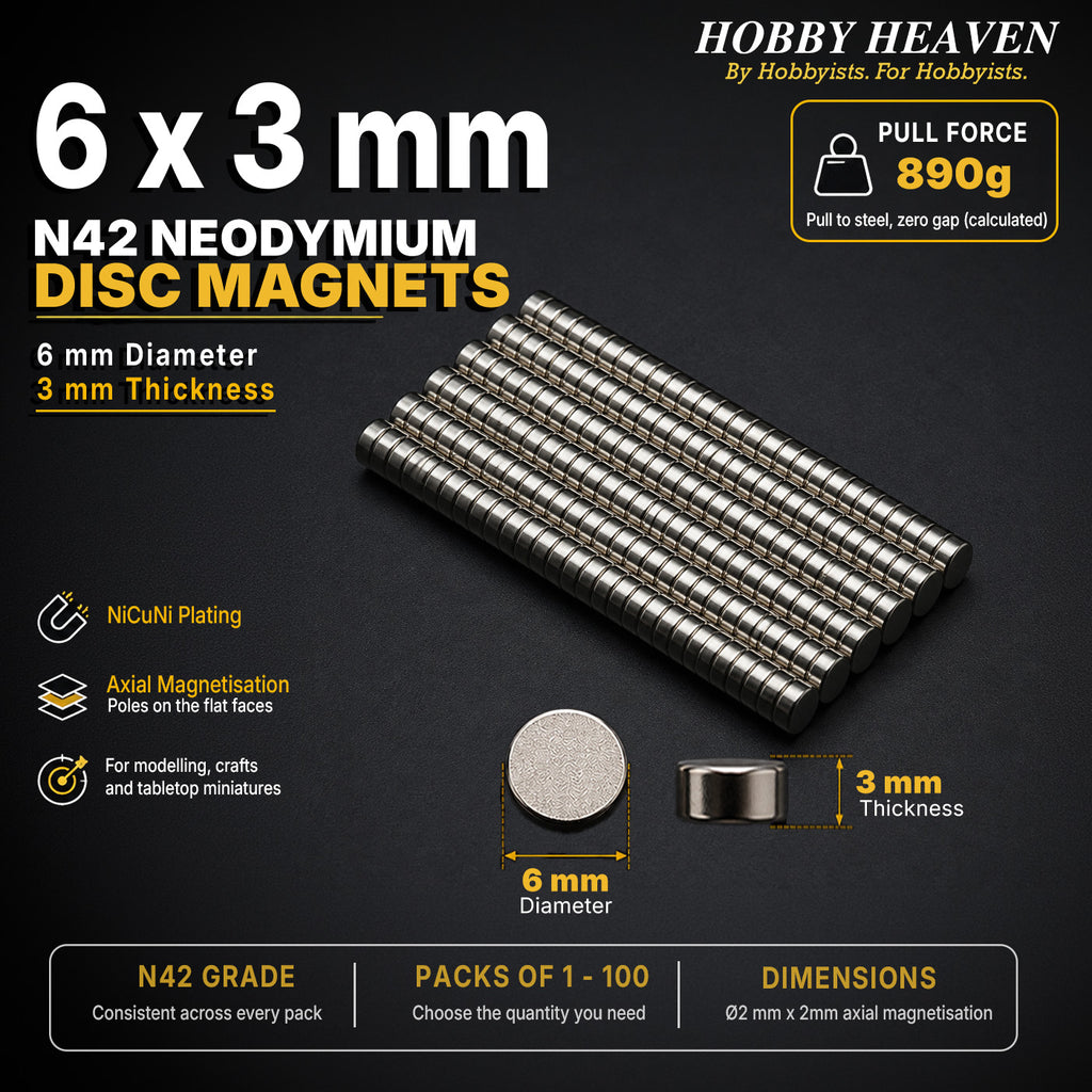 6mm x 3mm N42 Neodymium Disc Magnets