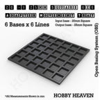 CGI render of the 20 to 25 mm square adapter, 6 × 6 formation, with 36 seats for 20 mm square bases.