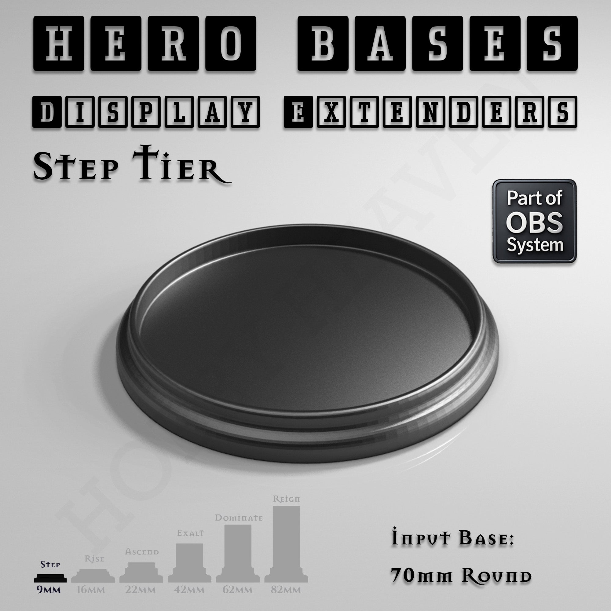Hero Bases Display Extenders | Round and Ovals | Convert Gaming Bases to Display Bases & Plinths