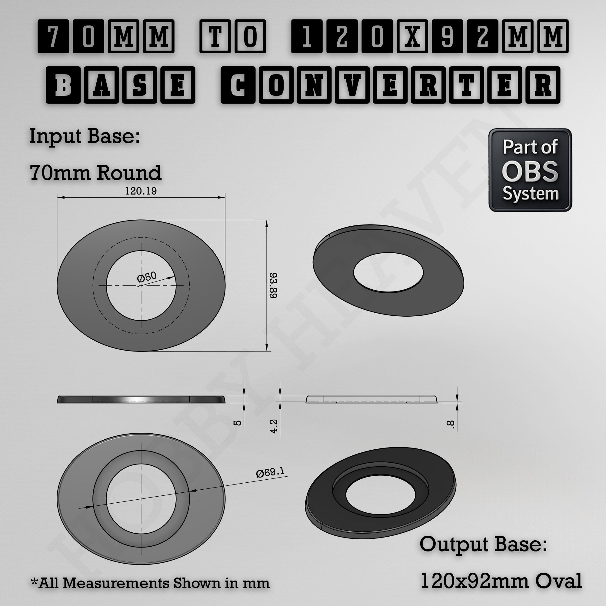 Round To Oval Bases Size Converters 3d Print Full Range