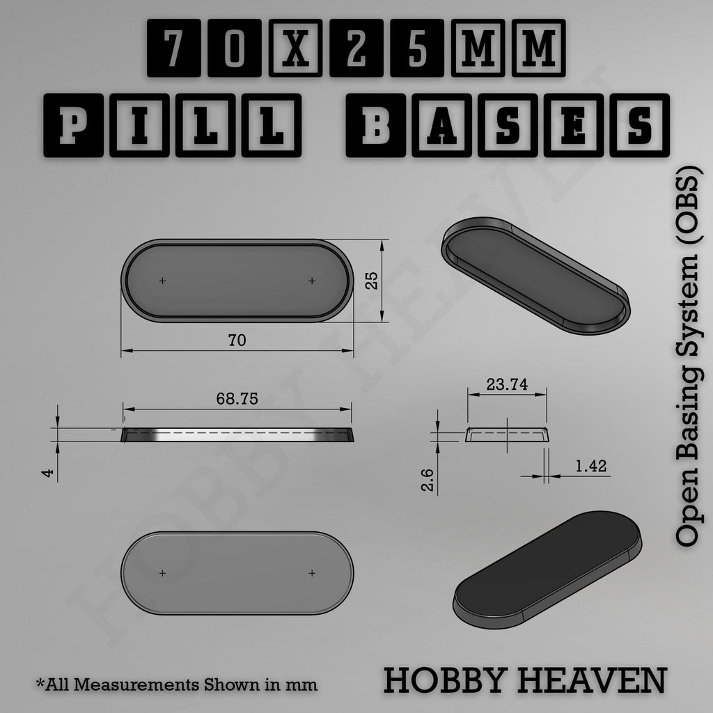 Pill Bases Range - 3d Print Full Range Tabletop Games