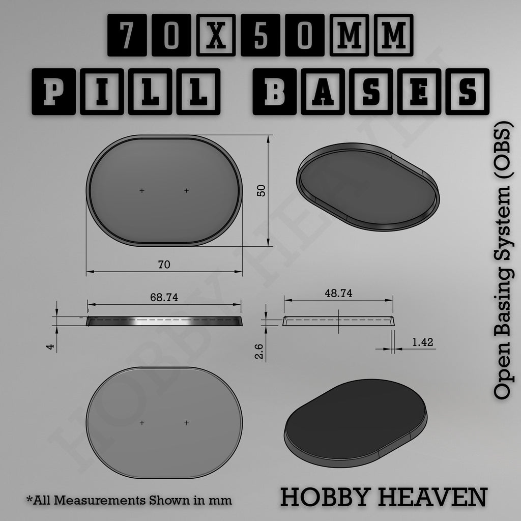 Pill Bases Range - 3d Print Full Range Tabletop Games