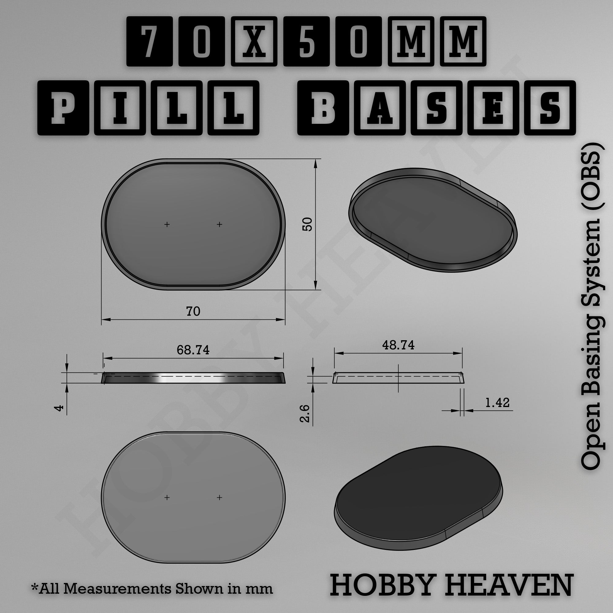 Pill Bases Range - 3d Print Full Range Tabletop Games