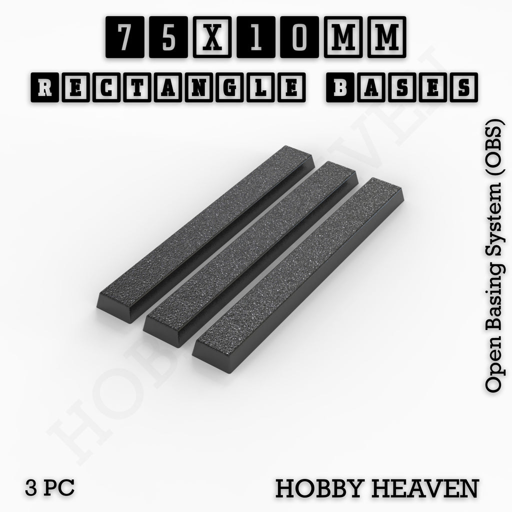 Rectangle Bases Range Sizes - 75x30mm to 125x40mm Medium Sizes 3d Print Full Range Tabletop Games