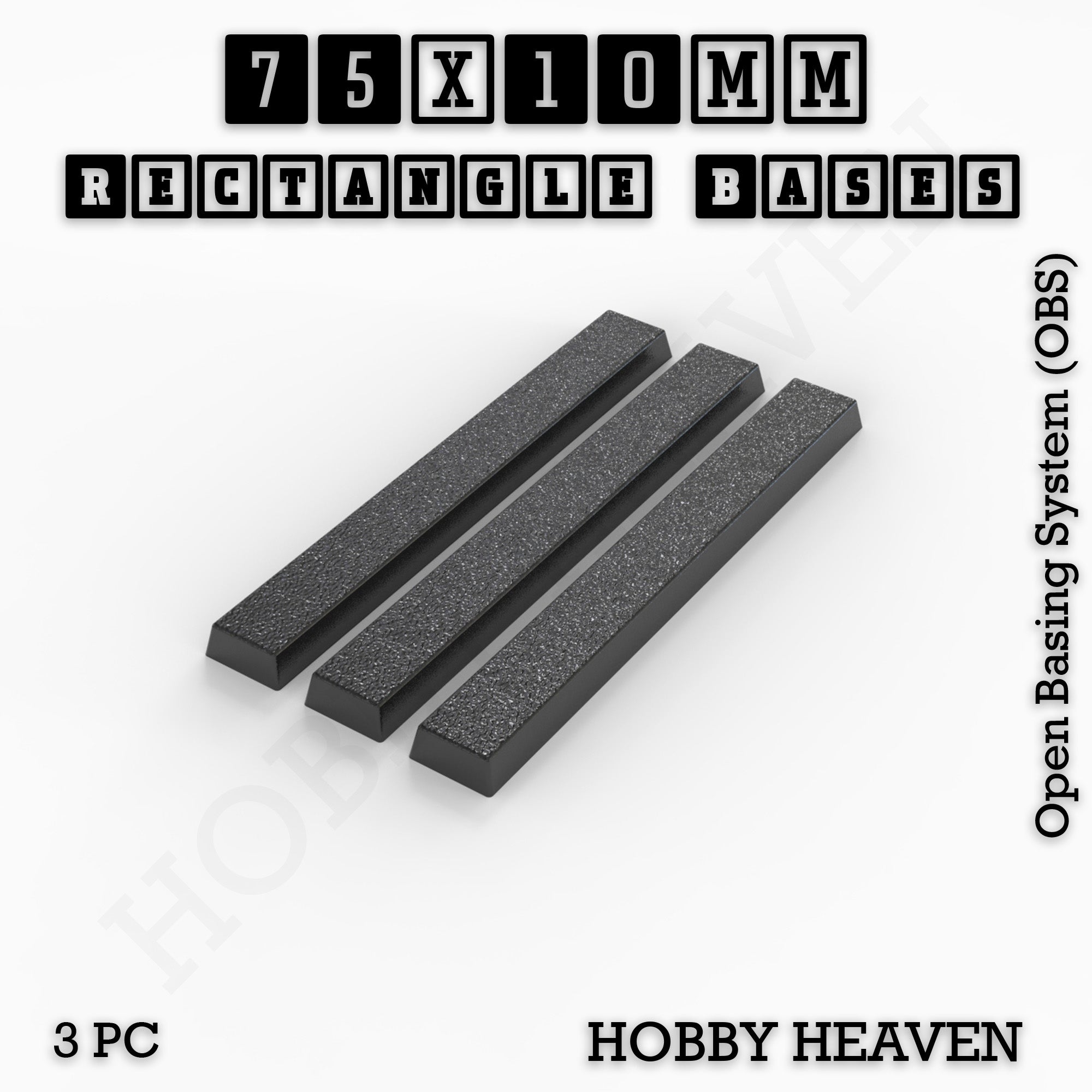 Rectangle Bases Range Sizes - 75x30mm to 125x40mm Medium Sizes 3d Print Full Range Tabletop Games