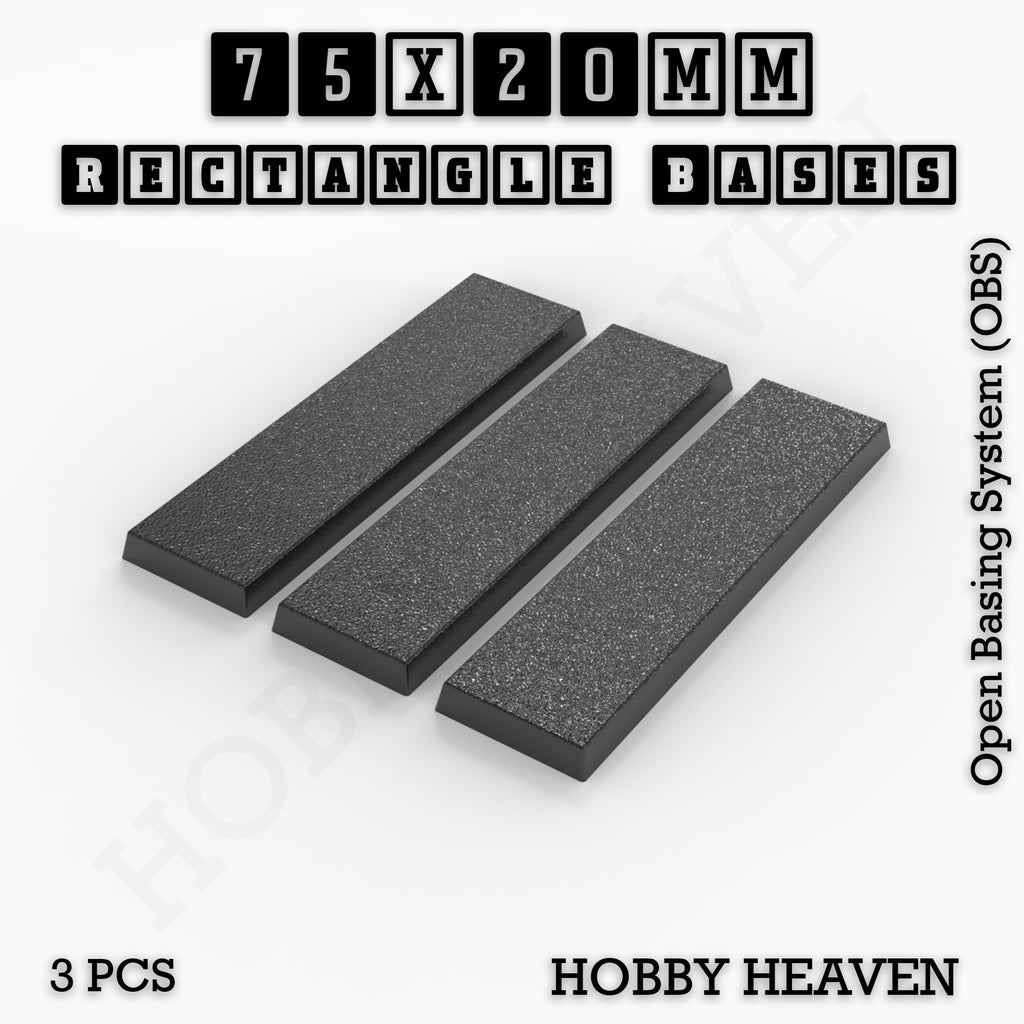 Rectangle Bases Range Sizes - 75x30mm to 125x40mm Medium Sizes 3d Print Full Range Tabletop Games