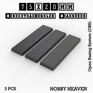 Rectangle Bases Range Sizes - 20x15mm to 75x25mm Small Sizes 3d Print Full Range Tabletop Games