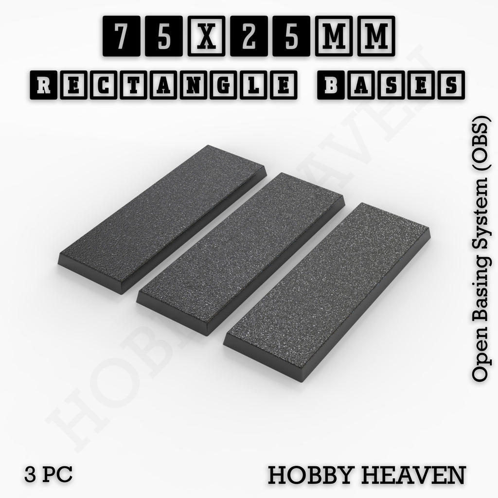 Rectangle Bases Range Sizes - 75x30mm to 125x40mm Medium Sizes 3d Print Full Range Tabletop Games