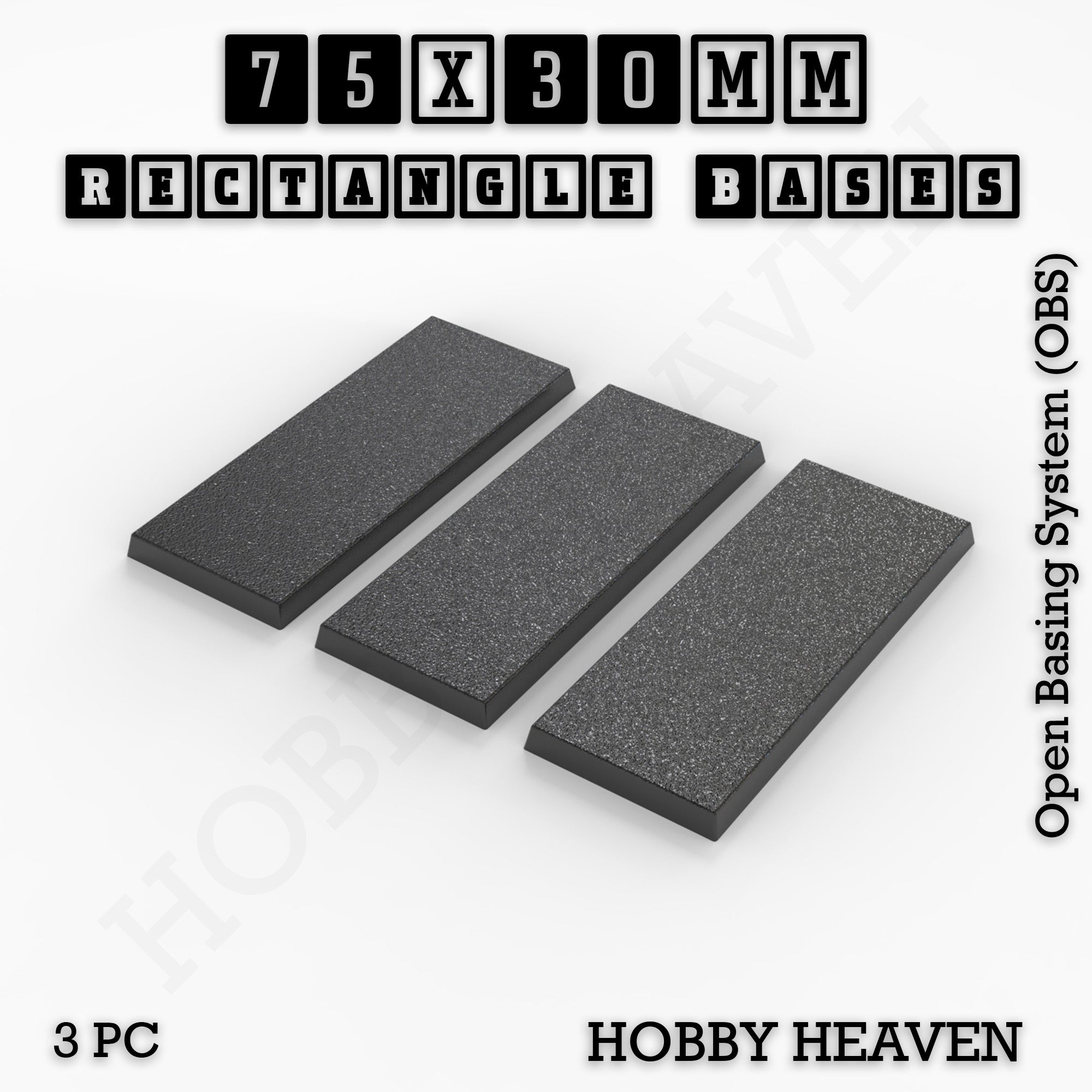 Rectangle Bases Range Sizes - 75x30mm to 125x40mm Medium Sizes 3d Print Full Range Tabletop Games