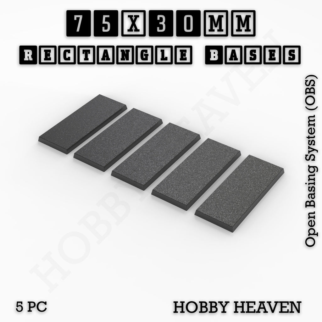 Rectangle Bases Range Sizes - 75x30mm to 125x40mm Medium Sizes 3d Print Full Range Tabletop Games