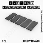 Rectangle Bases Range Sizes - 75x30mm to 125x40mm Medium Sizes 3d Print Full Range Tabletop Games