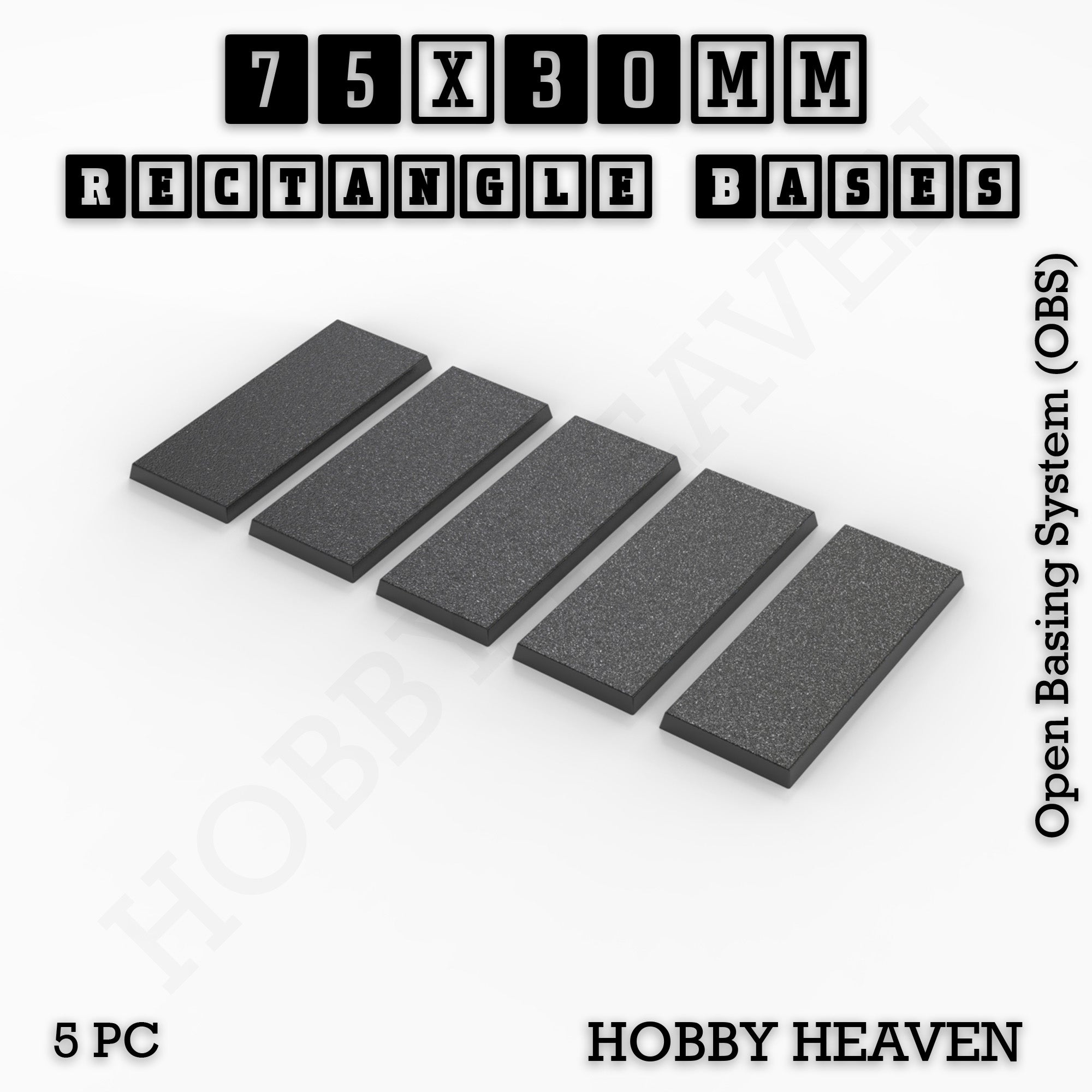 Rectangle Bases Range Sizes - 75x30mm to 125x40mm Medium Sizes 3d Print Full Range Tabletop Games