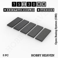 Rectangle Bases Range Sizes - 75x30mm to 125x40mm Medium Sizes 3d Print Full Range Tabletop Games
