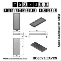 Rectangle Bases Range Sizes - 75x30mm to 125x40mm Medium Sizes 3d Print Full Range Tabletop Games
