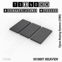Rectangle Bases Range Sizes - 75x30mm to 125x40mm Medium Sizes 3d Print Full Range Tabletop Games
