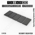 Rectangle Bases Range Sizes - 75x30mm to 125x40mm Medium Sizes 3d Print Full Range Tabletop Games