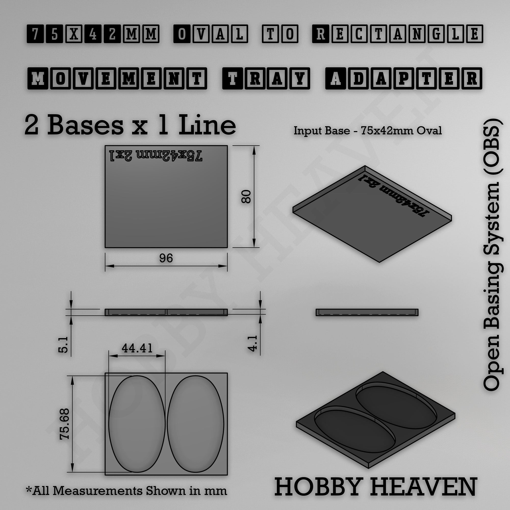 Oval to Rectangle Movement Tray Adapters
