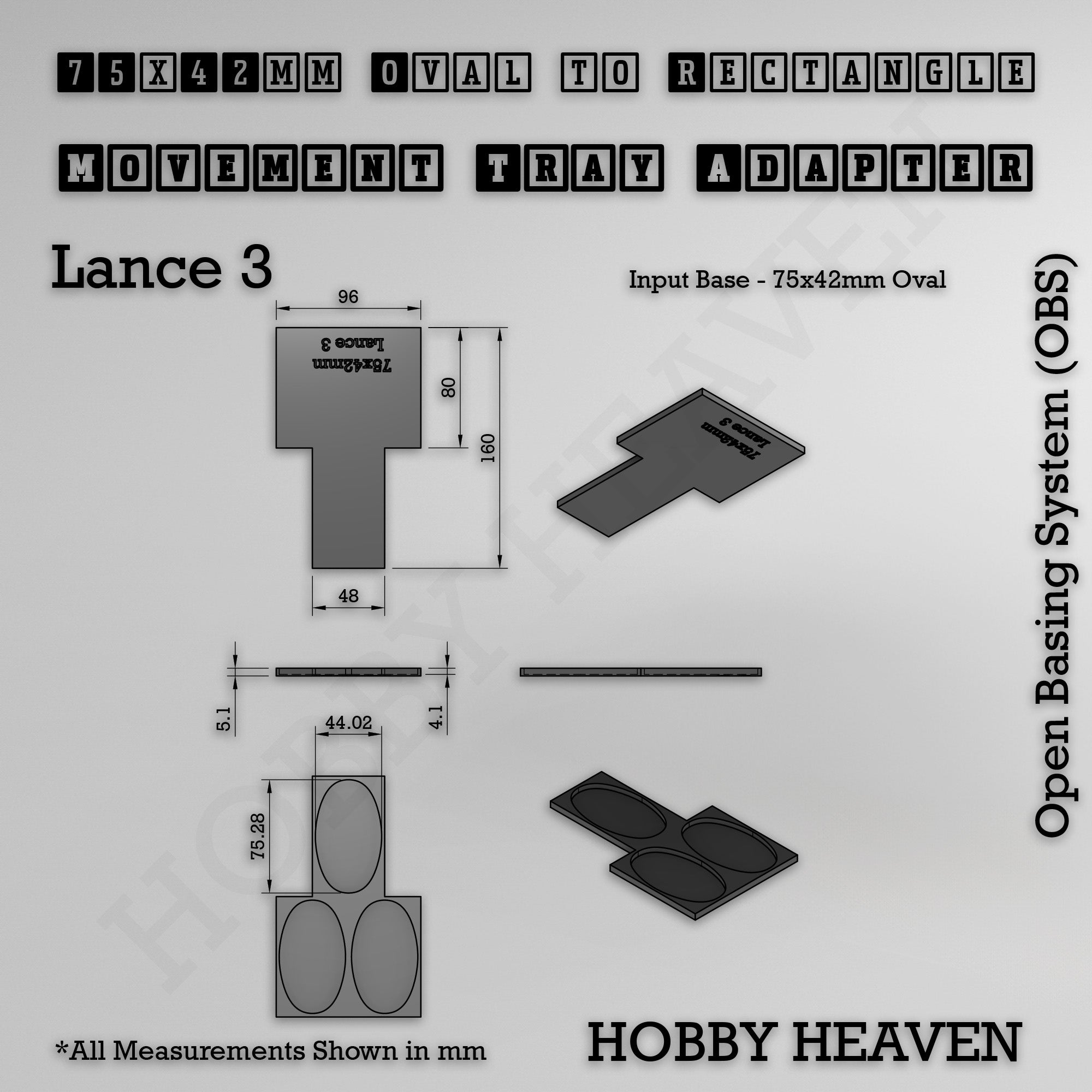 Oval to Rectangle Movement Tray Adapters