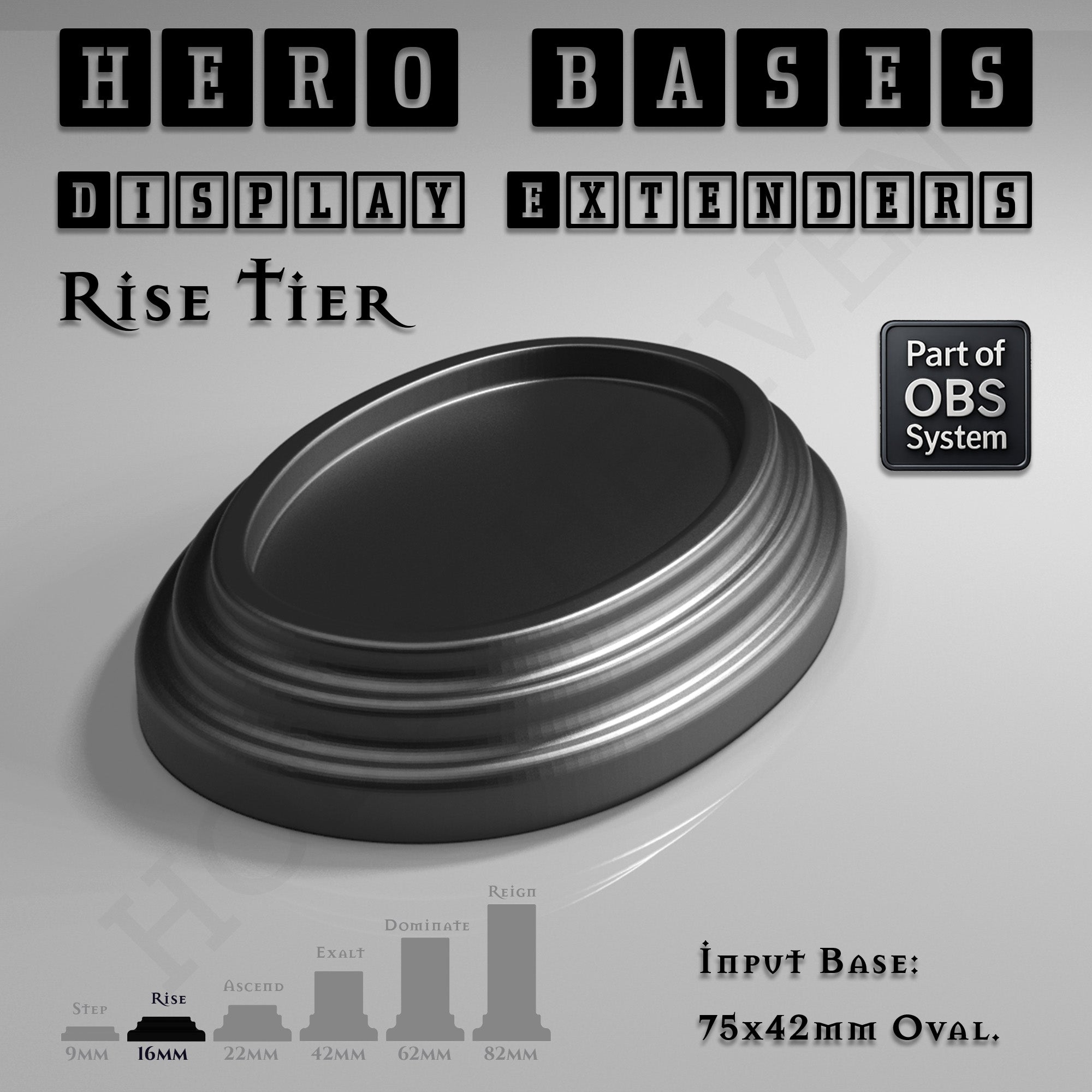 Hero Bases Display Extenders | Round and Ovals | Convert Gaming Bases to Display Bases & Plinths