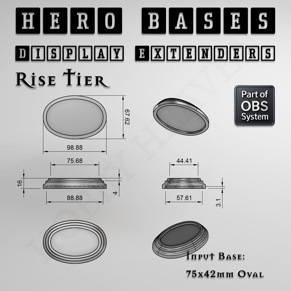 Hero Bases Display Extenders | Round and Ovals | Convert Gaming Bases to Display Bases & Plinths