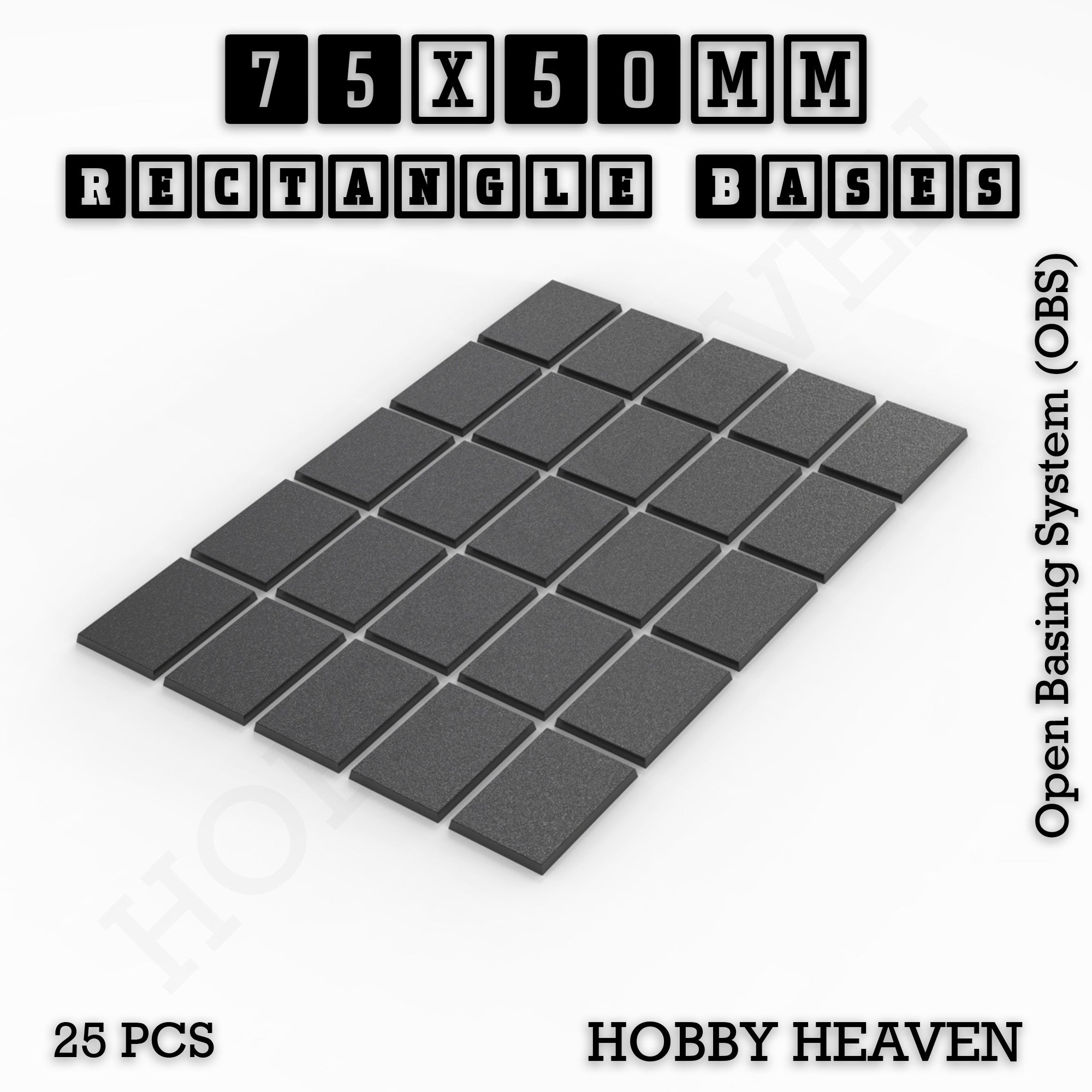 Rectangle Bases Range Sizes - 75x30mm to 125x40mm Medium Sizes 3d Print Full Range Tabletop Games