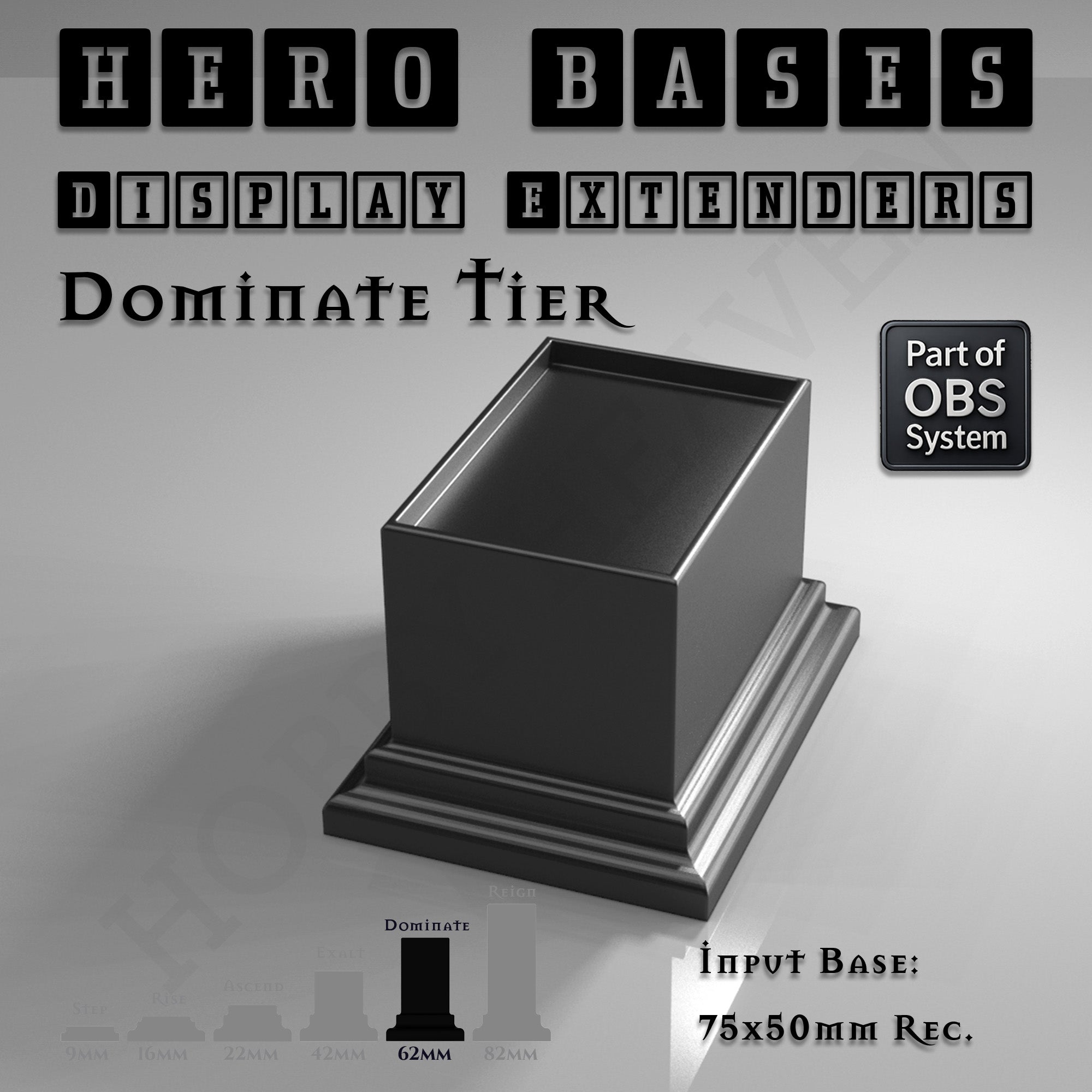Hero Bases Display Extenders | Squares and Rectangles | Convert Gaming Bases to Display Bases & Plinths