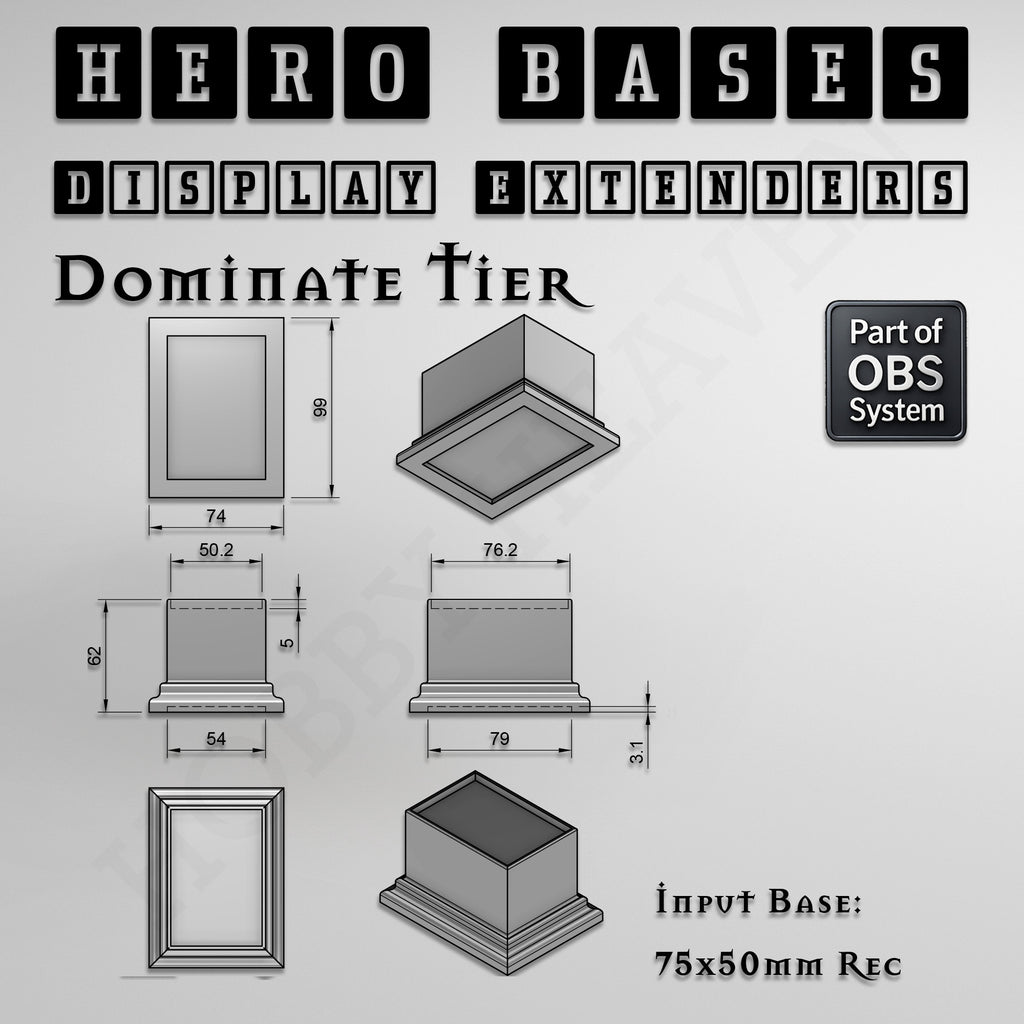 Hero Bases Display Extenders | Squares and Rectangles | Convert Gaming Bases to Display Bases & Plinths