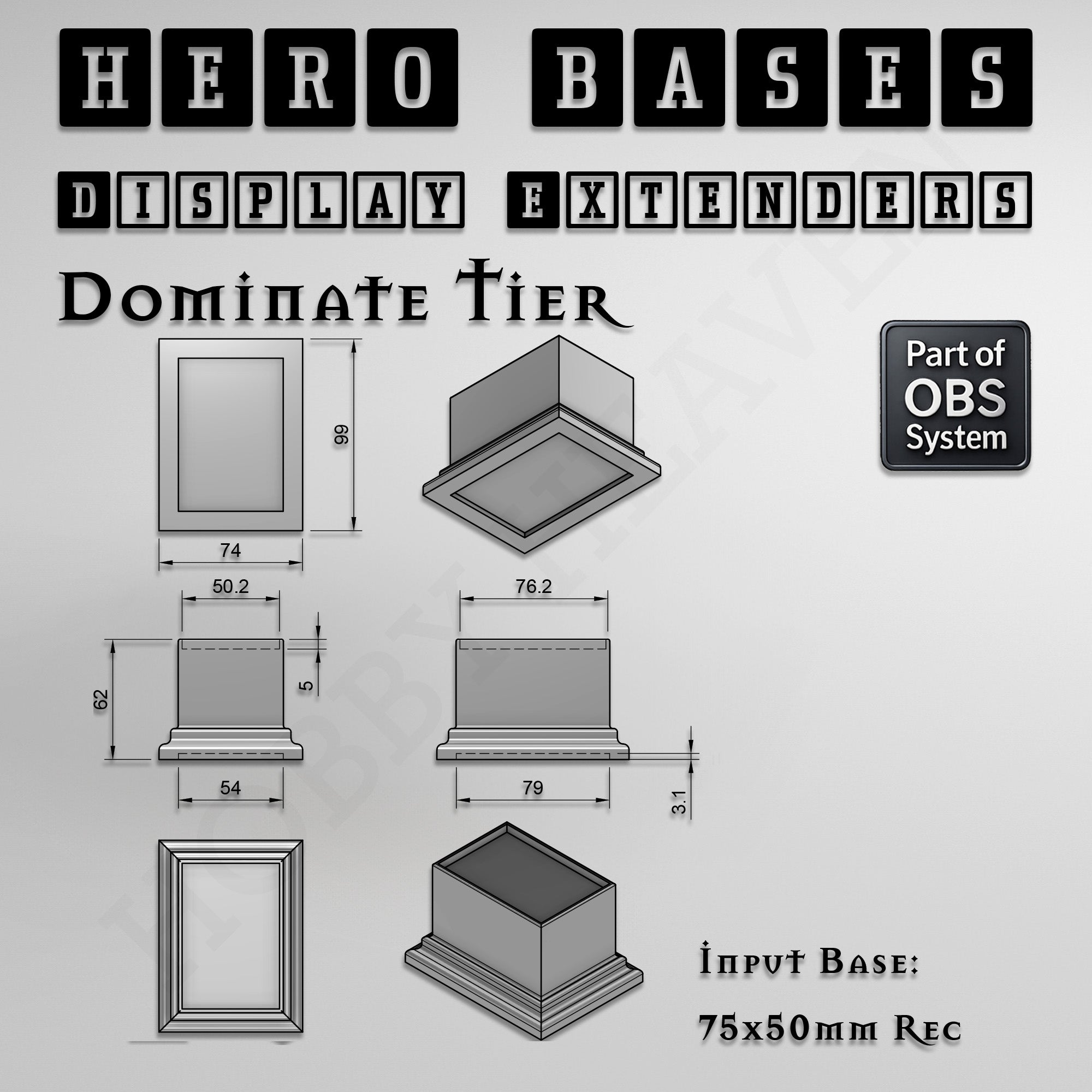 Hero Bases Display Extenders | Squares and Rectangles | Convert Gaming Bases to Display Bases & Plinths