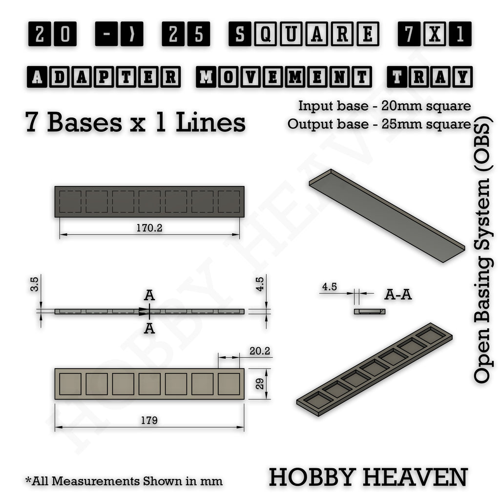Square and Rectangle Movement Trays Adapters for Tabletop Games