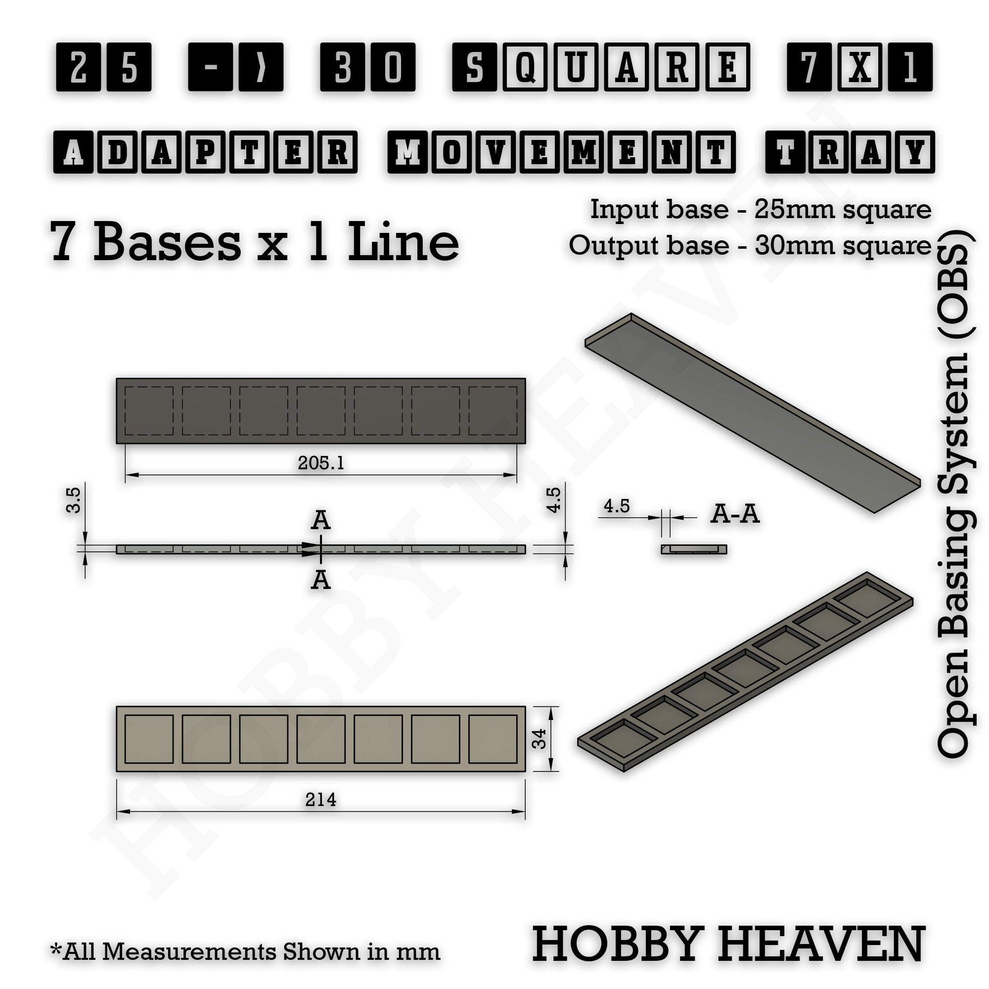 Square and Rectangle Movement Trays Adapters for Tabletop Games