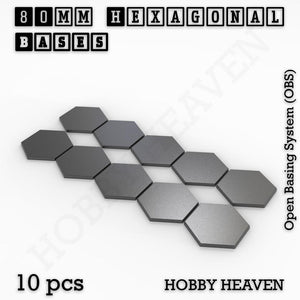 Hexagonal Bases 10mm to 200mm 3d Print Full Range Tabletop Games