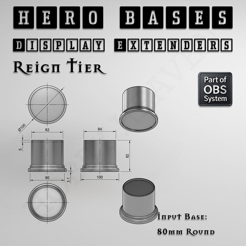 Hero Bases Display Extenders | Round and Ovals | Convert Gaming Bases to Display Bases & Plinths