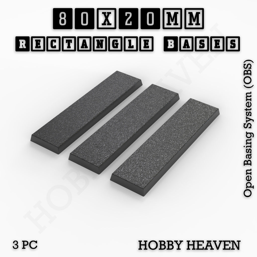 Rectangle Bases Range Sizes - 75x30mm to 125x40mm Medium Sizes 3d Print Full Range Tabletop Games