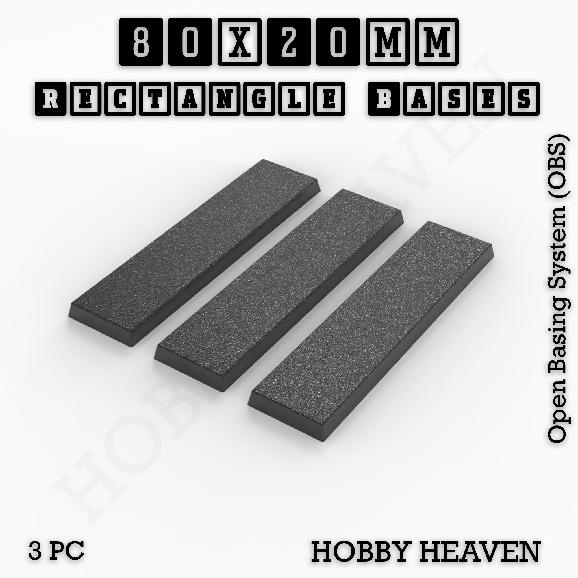 Rectangle Bases Range Sizes - 75x30mm to 125x40mm Medium Sizes 3d Print Full Range Tabletop Games