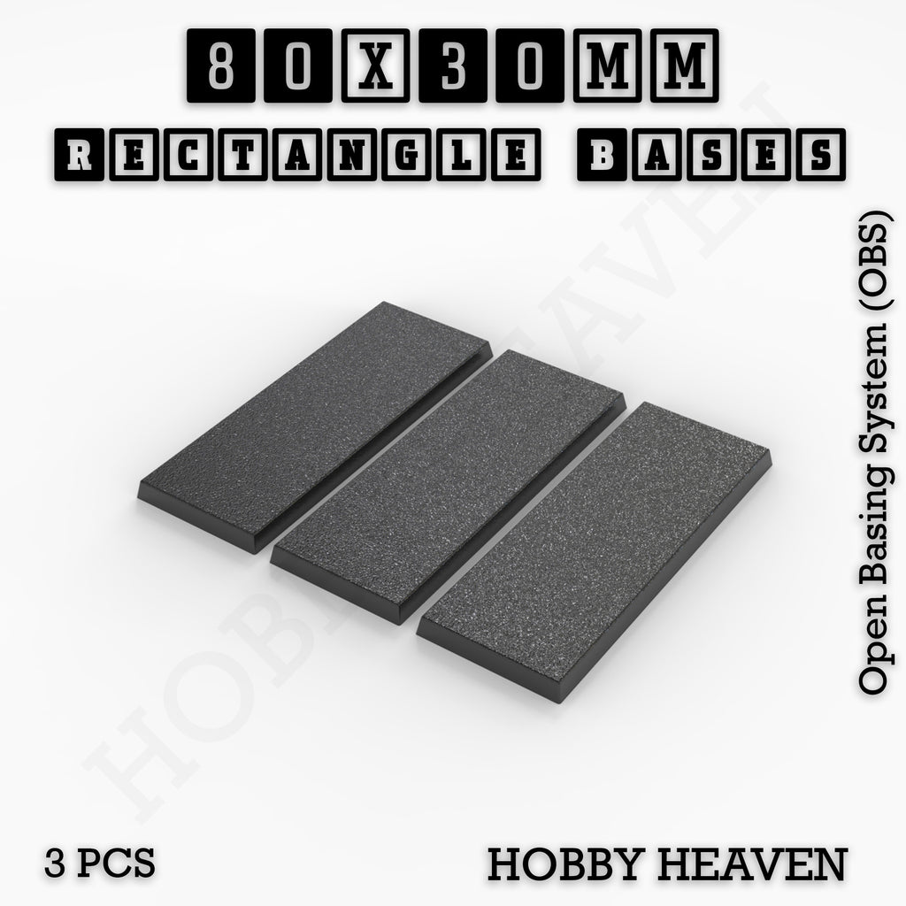 Rectangle Bases Range Sizes - 75x30mm to 125x40mm Medium Sizes 3d Print Full Range Tabletop Games