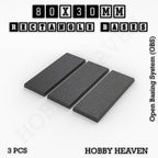 Rectangle Bases Range Sizes - 75x30mm to 125x40mm Medium Sizes 3d Print Full Range Tabletop Games