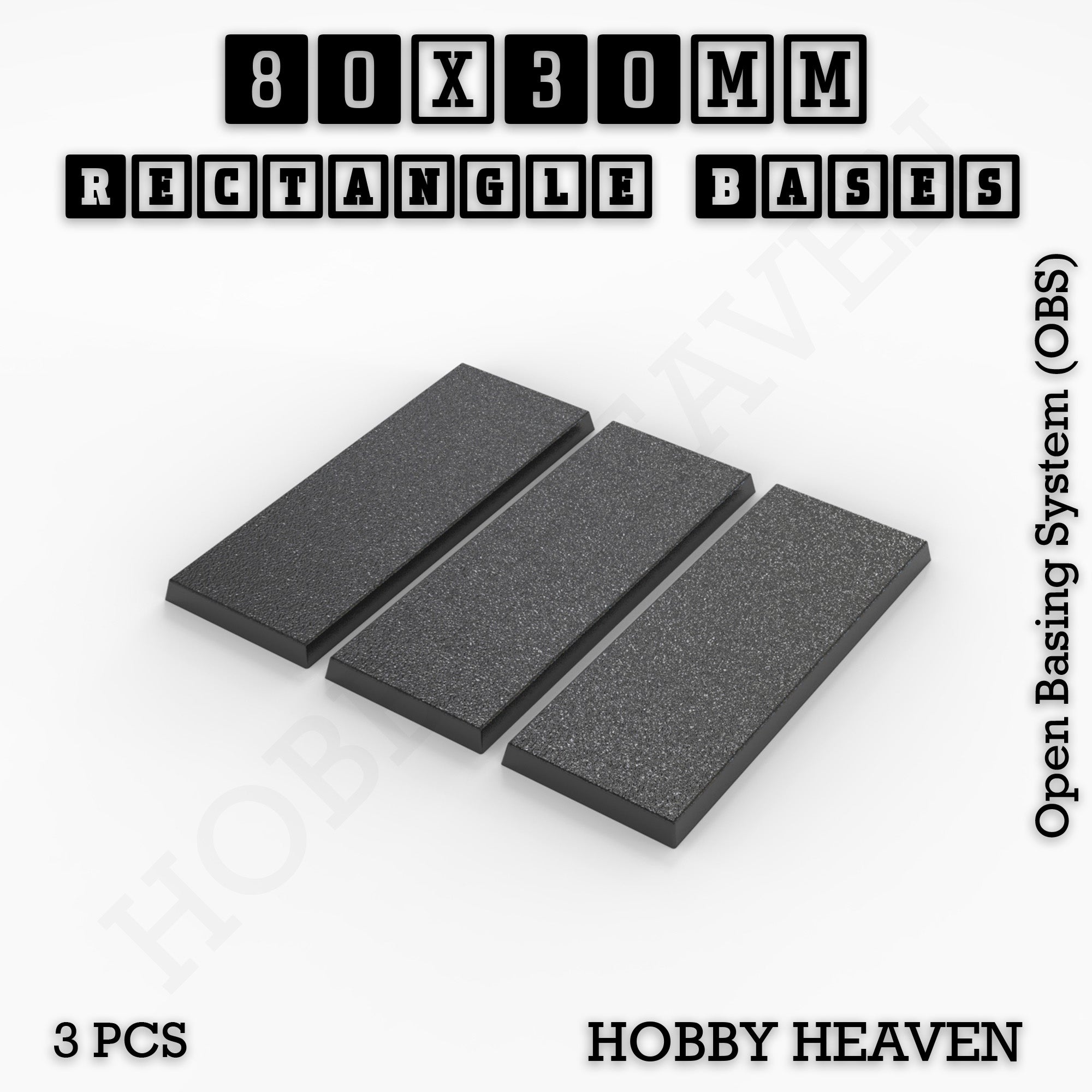 Rectangle Bases Range Sizes - 75x30mm to 125x40mm Medium Sizes 3d Print Full Range Tabletop Games
