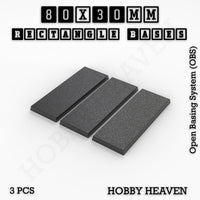 Rectangle Bases Range Sizes - 75x30mm to 125x40mm Medium Sizes 3d Print Full Range Tabletop Games
