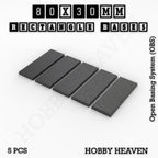 Rectangle Bases Range Sizes - 75x30mm to 125x40mm Medium Sizes 3d Print Full Range Tabletop Games