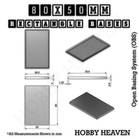 Rectangle Bases Range Sizes - 75x30mm to 125x40mm Medium Sizes 3d Print Full Range Tabletop Games
