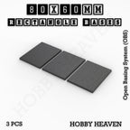 Rectangle Bases Range Sizes - 75x30mm to 125x40mm Medium Sizes 3d Print Full Range Tabletop Games