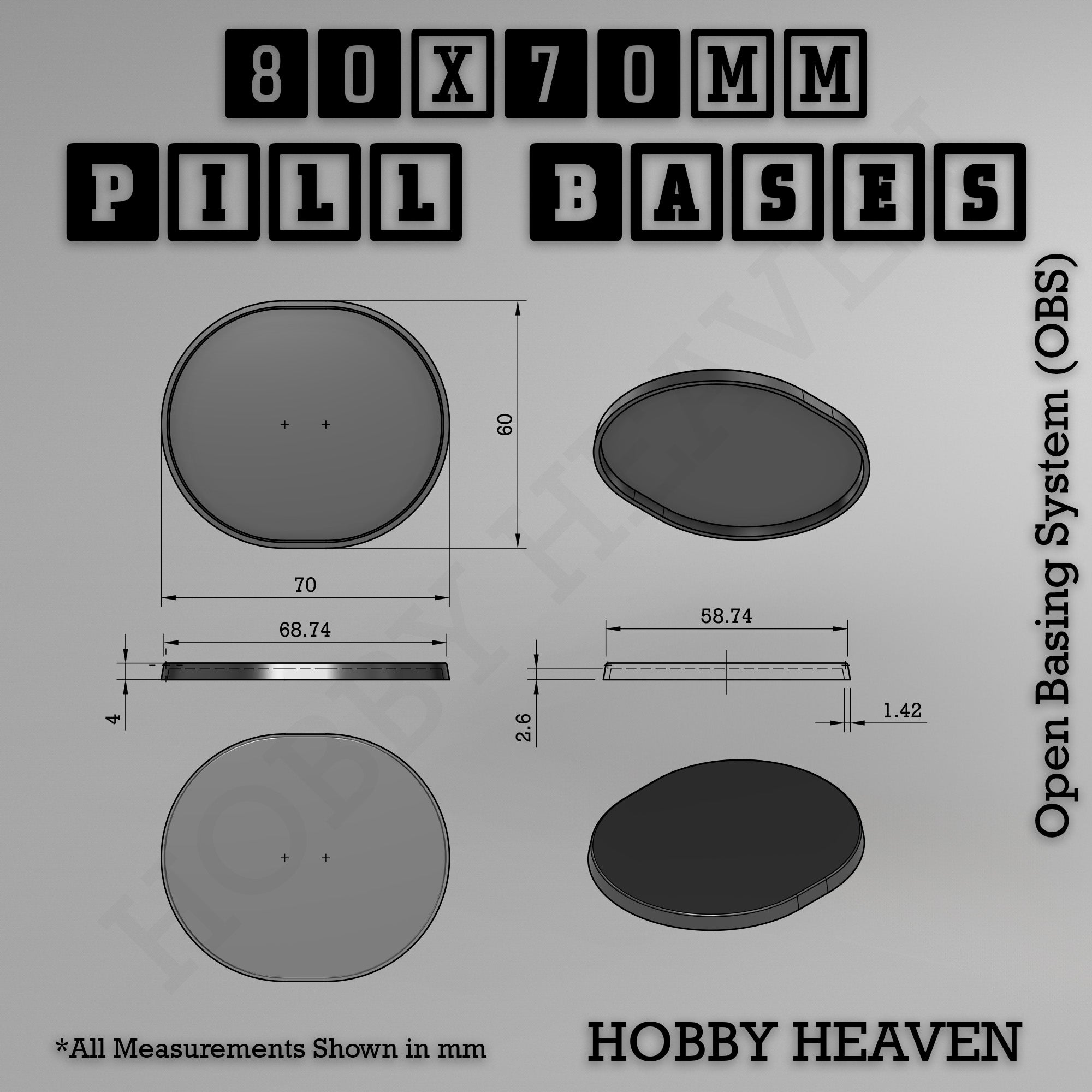 Pill Bases Range - 3d Print Full Range Tabletop Games