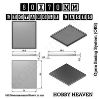 Rectangle Bases Range Sizes - 75x30mm to 125x40mm Medium Sizes 3d Print Full Range Tabletop Games
