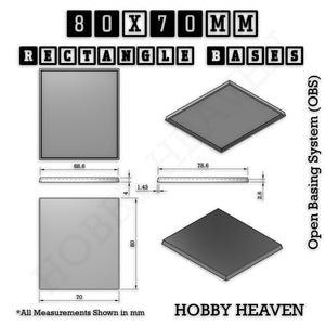 Rectangle Bases Range Sizes - 75x30mm to 125x40mm Medium Sizes 3d Print Full Range Tabletop Games