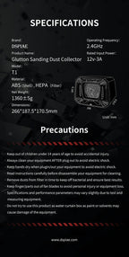 DSPIAE Glutton specifications and precautions: 266 x 187.5 x 170.5 mm, 1360 g, ABS shell, HEPA filter, 12 V 3 A